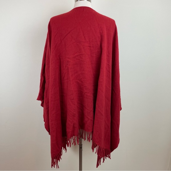 Cushendale Ireland Solid Red 100% Pure Lambswool Poncho Shawl Sweater Women - Picture 7 of 7